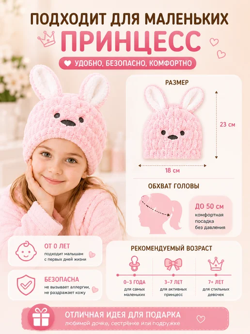Фото товара 25823, детская шапочка для сушки волос